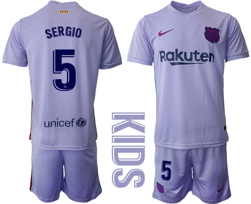 Youth 2021-2022 Club Barcelona away purple #5 Soccer Jersey->youth soccer jersey->Youth Jersey